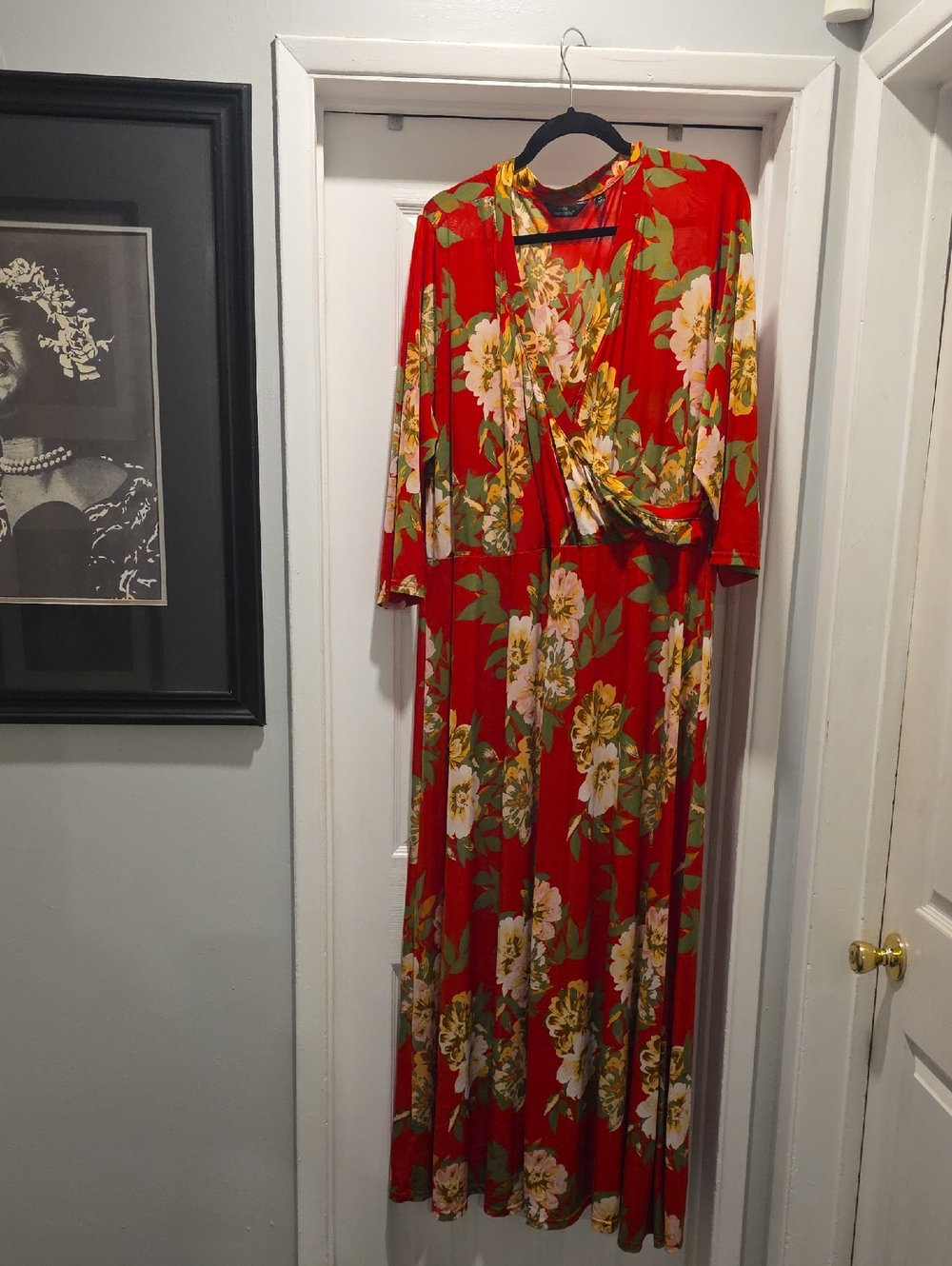 Reddish Orange Floral Maxi Dress - Elegant Women's Dress